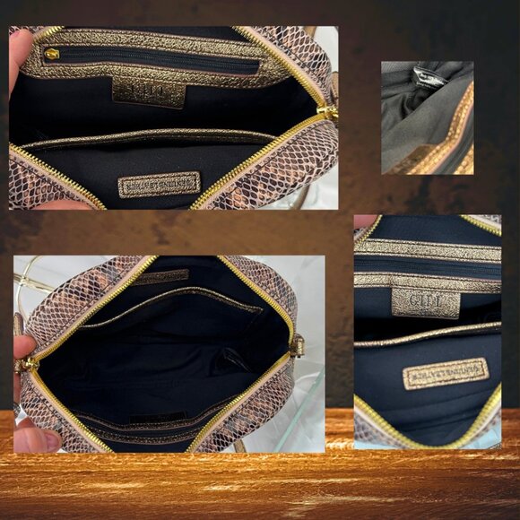 G.I.L.I. Got It Love It Leather Snake gold Crossbody Bag - Picture 3 of 4